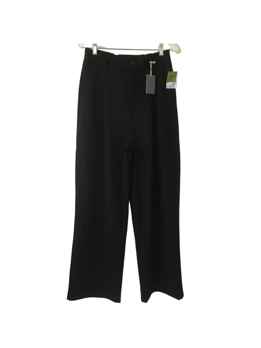 NWT Indigo Rising Large Black Wide Leg Pants Gathered Waist Back Pockets Pleated